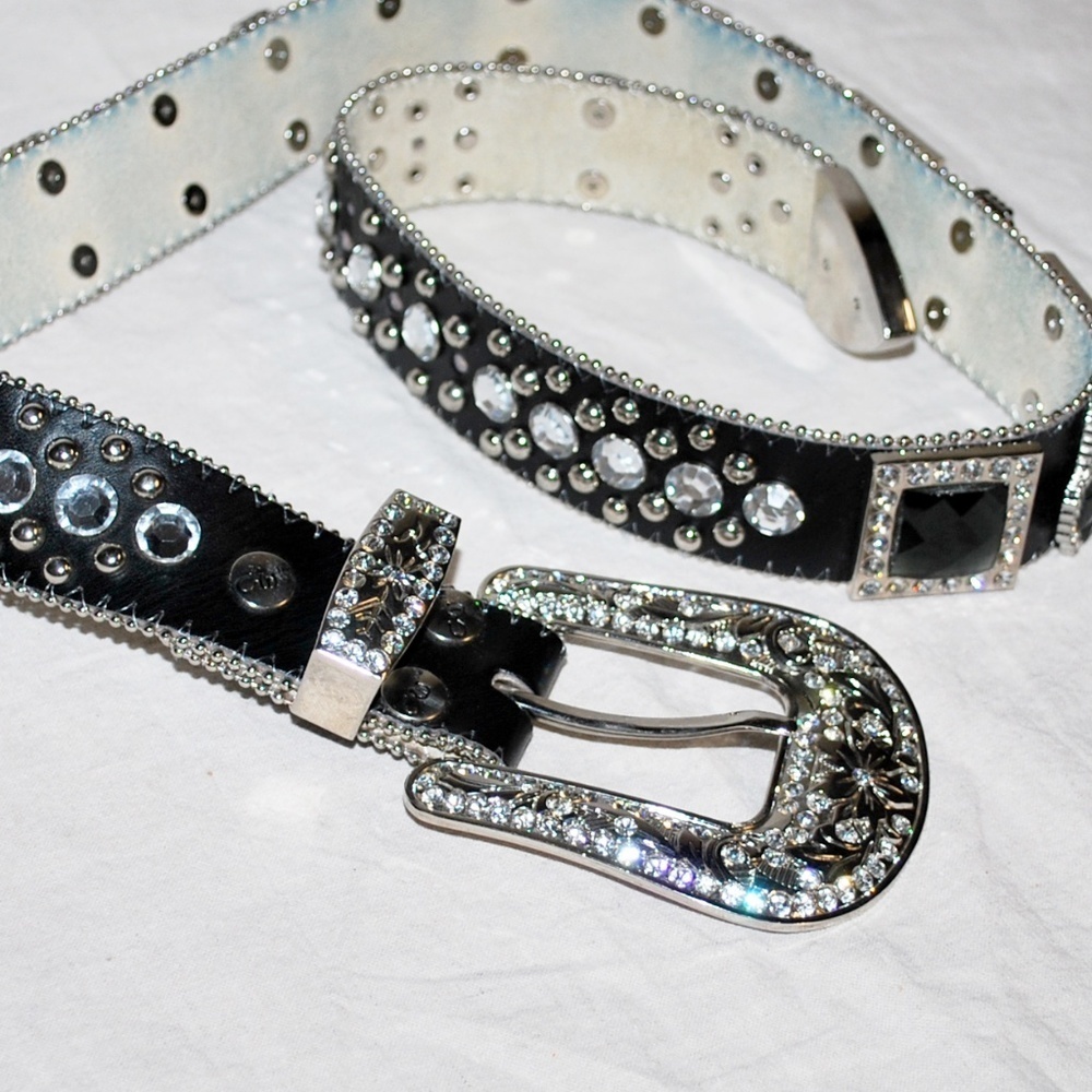 CW Leather Rhinestone Crystal Studded Belt